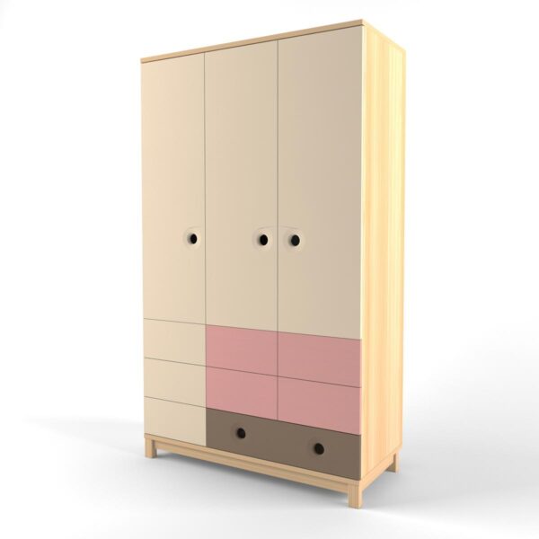 Робин Wood шкаф 3-х створчатый розовый. Арт. 3.38П.3.38П-45