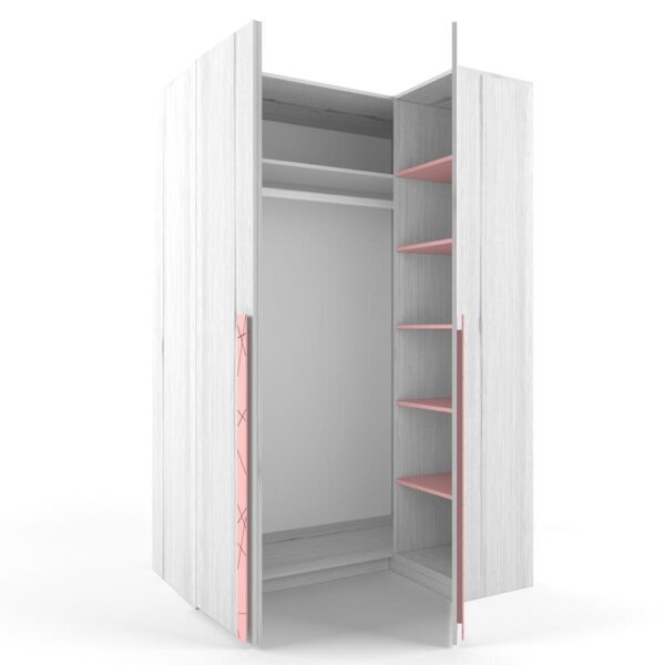 Нью тон шкаф угловой «Гармошка» слева розовый